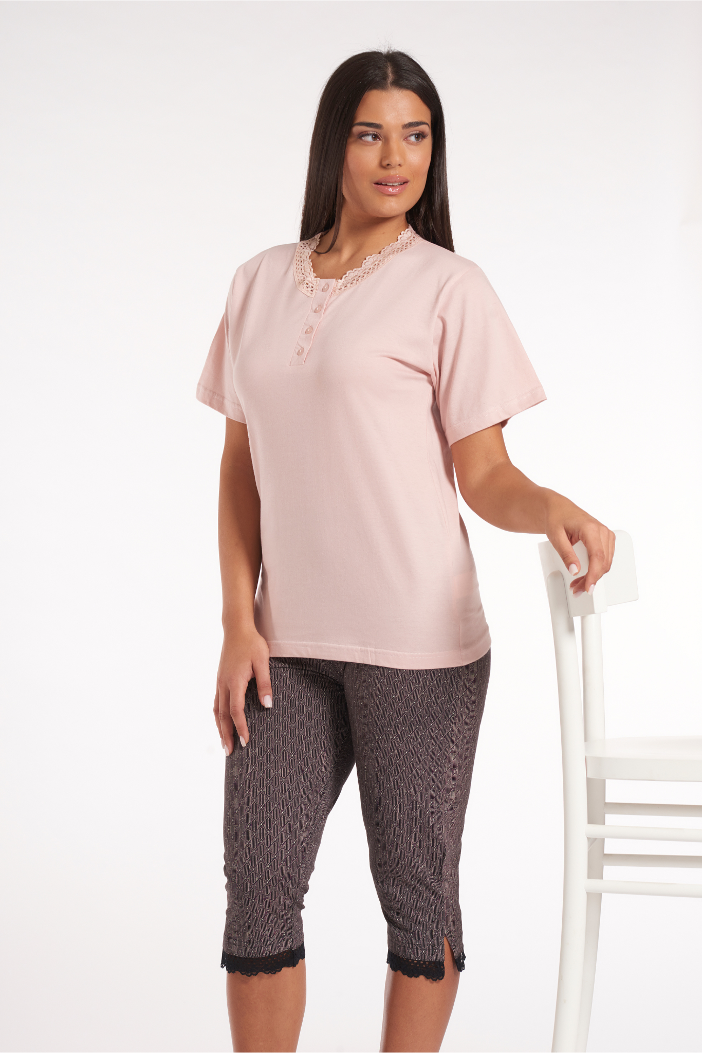 Pigiama manica corta pantalone pesca