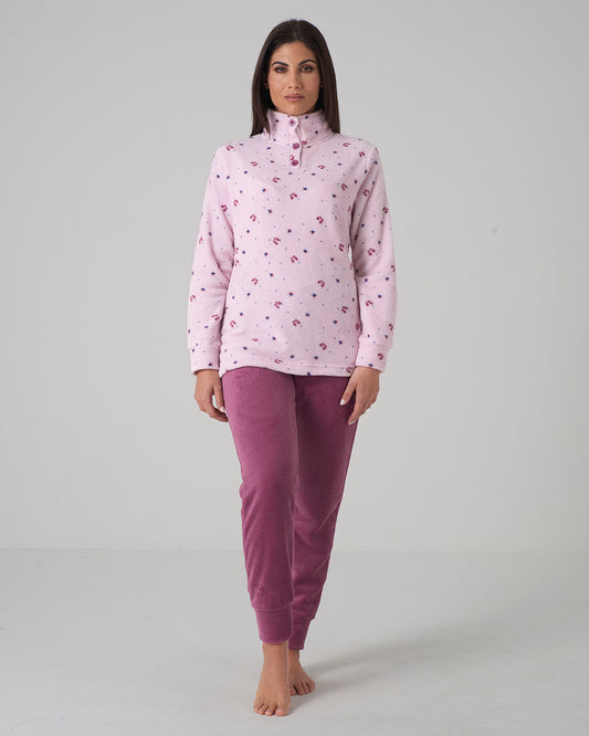 Pigiama donna coral fleece fiocchetti