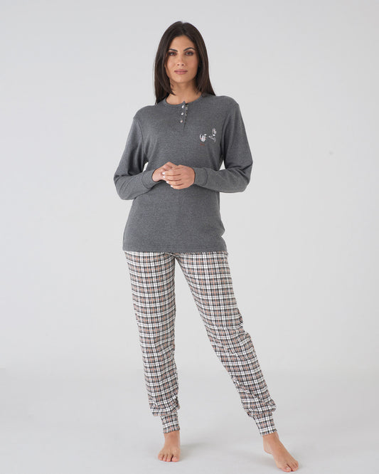 Pigiama donna caldo cotone tartan