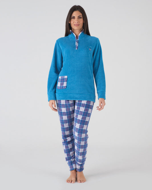 Pigiama donna coral fleece tartan