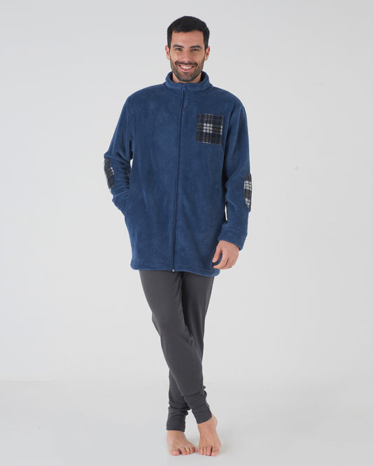 Giacca da camera uomo coral fleece tartan