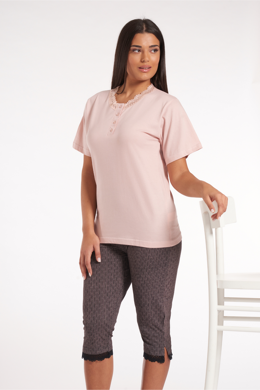Pigiama manica corta pantalone pesca